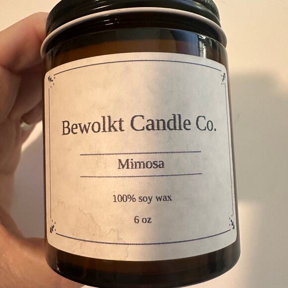 Handmade SOY 6 oz Mimosa Glass 3 x 2.5 Lid NEW essential oils Bewolkt Candle Co - Picture 1 of 12